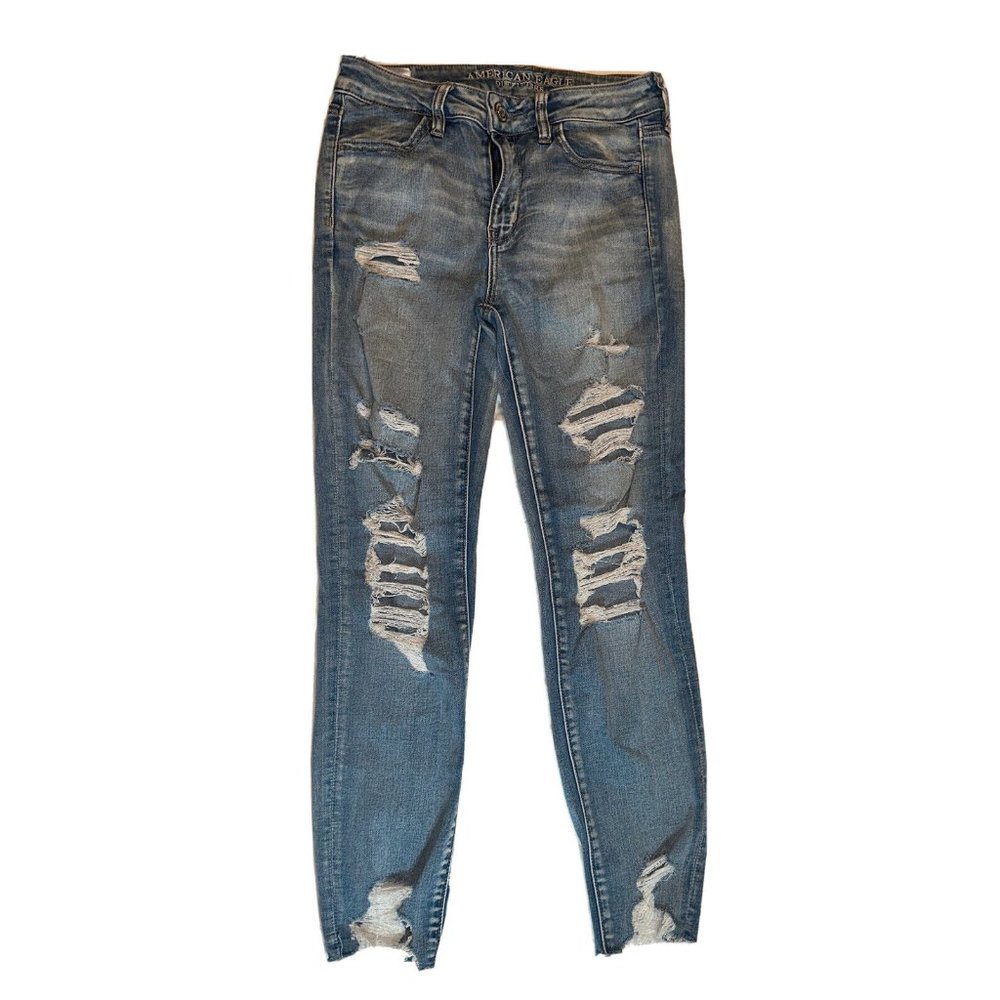 American Eagle Super Stretch x Hi Rise Jegging size 4 Short Distressed